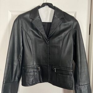 Woman’s soft black leather jacket